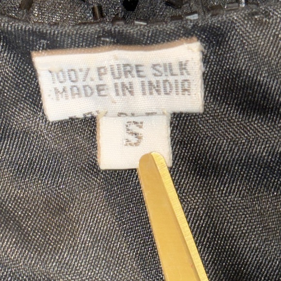 Vintage 100% Silk Beaded Cropped Long Sleeve Jacket SZ Small - Picture 8 of 8